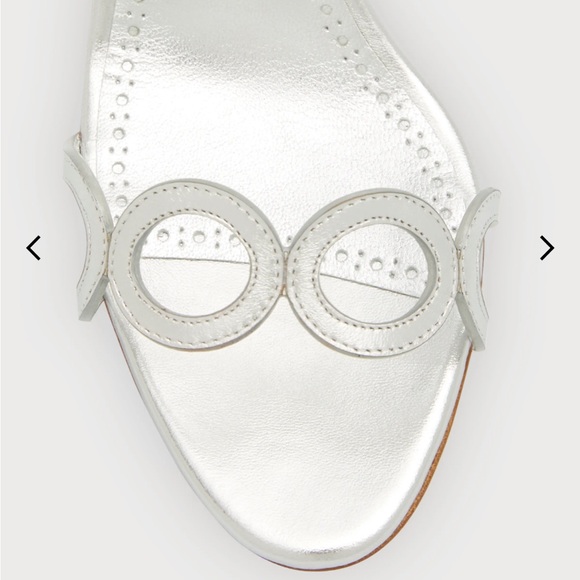 Manolo Blahnik Kamistra Metallic Circle Cutout Sandals (5) - Picture 8 of 14